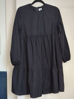 Gap Maternity Dress Ruffle Bubble 3/4 Sleeve Chic Cotton Dress